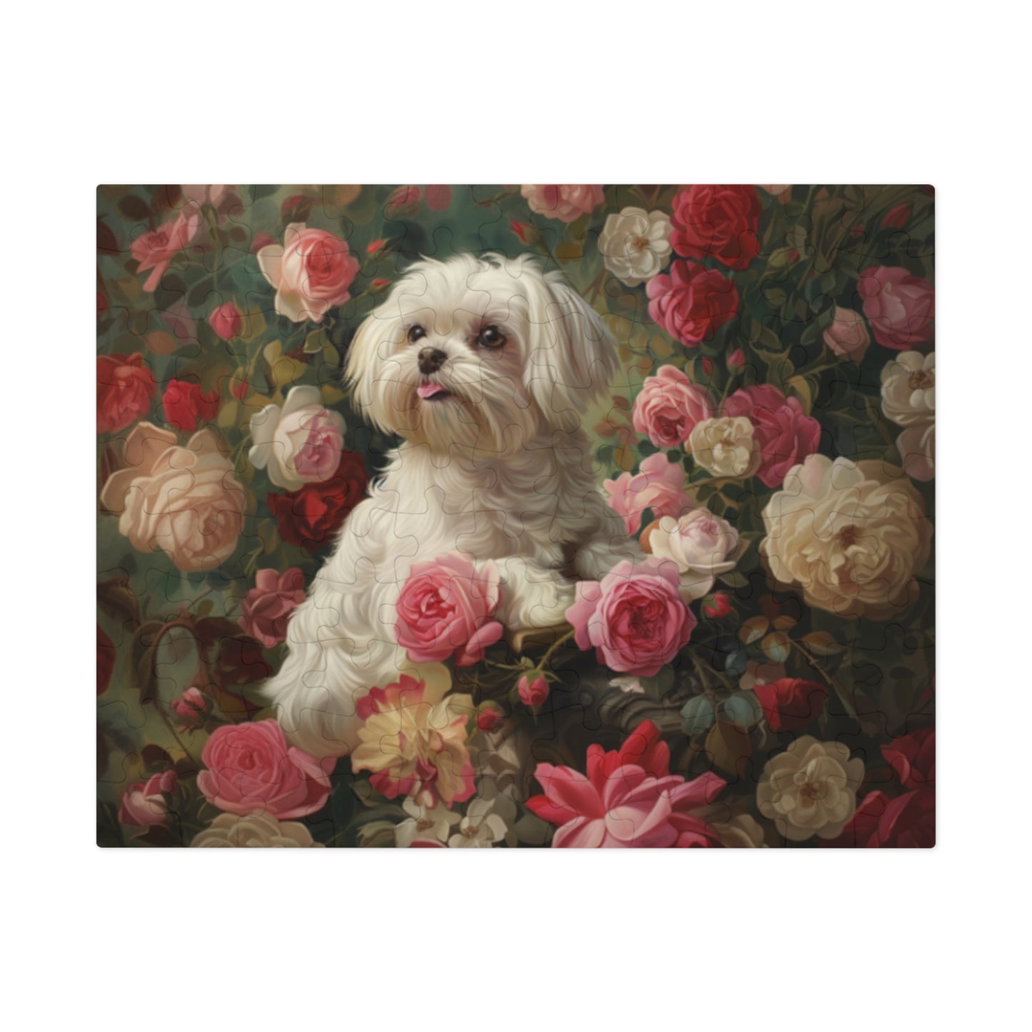 Charming Dog Floral Jigsaw Puzzle with Tin - Perfect Gift for Dog Lovers, Family, Friends, Home Decor, Relaxation Activity