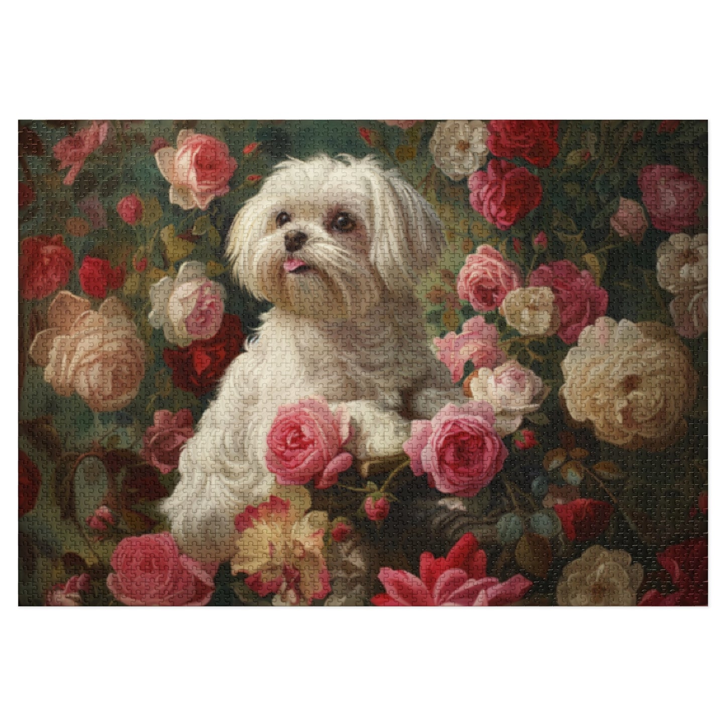 Charming Dog Floral Jigsaw Puzzle with Tin - Perfect Gift for Dog Lovers, Family, Friends, Home Decor, Relaxation Activity