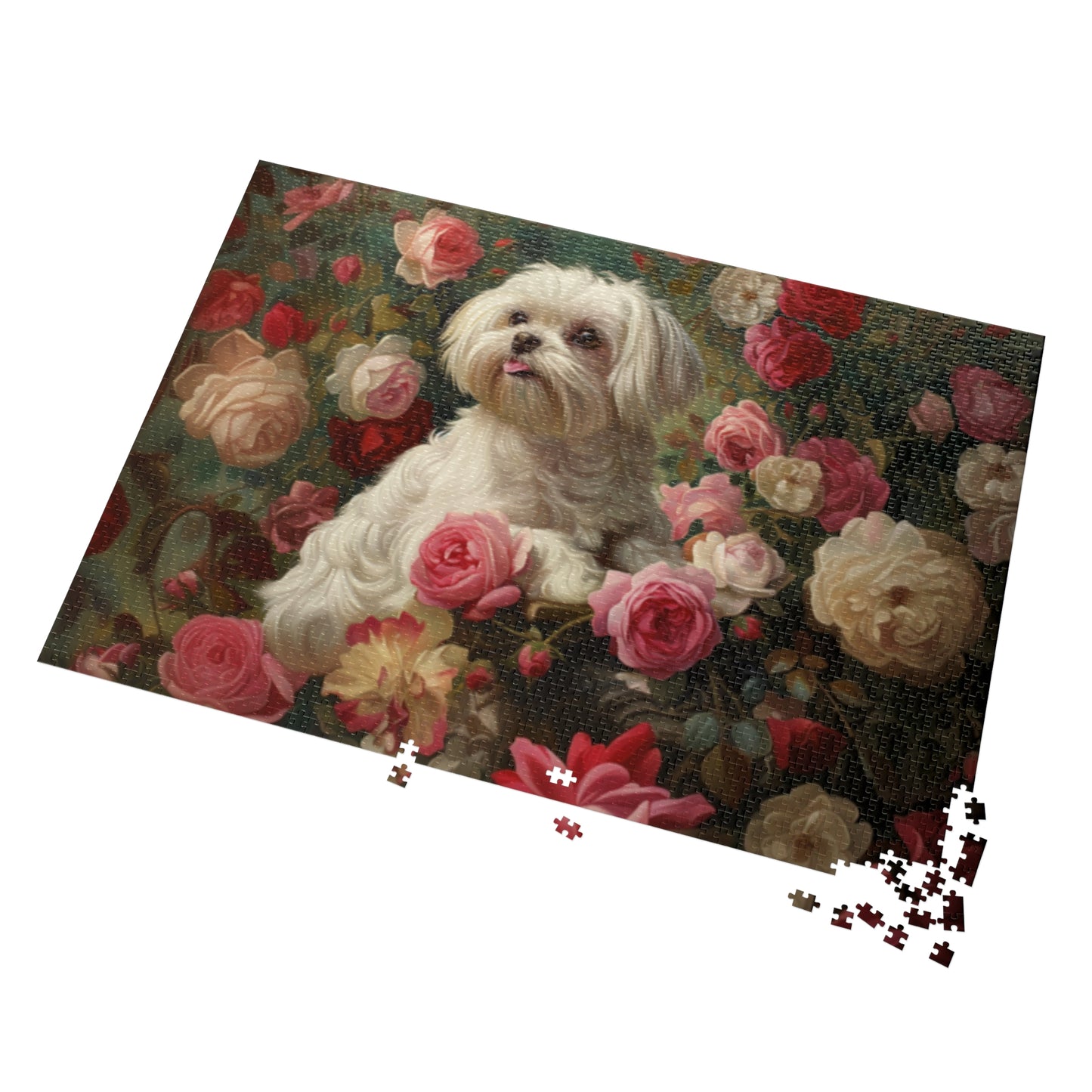 Charming Dog Floral Jigsaw Puzzle with Tin - Perfect Gift for Dog Lovers, Family, Friends, Home Decor, Relaxation Activity