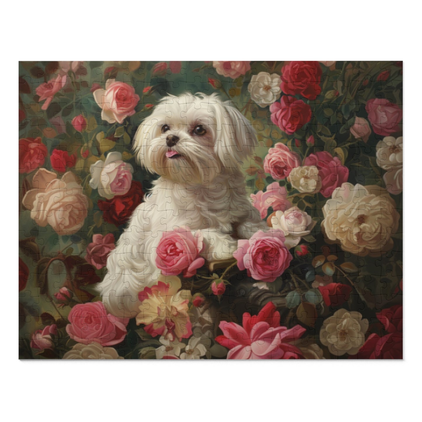 Charming Dog Floral Jigsaw Puzzle with Tin - Perfect Gift for Dog Lovers, Family, Friends, Home Decor, Relaxation Activity