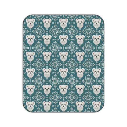 MALTESE Blue Picnic Blanket