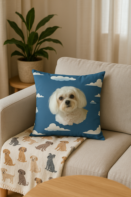 Personalized Pet Face Pillow – Cozy Cloud Design Cushion
