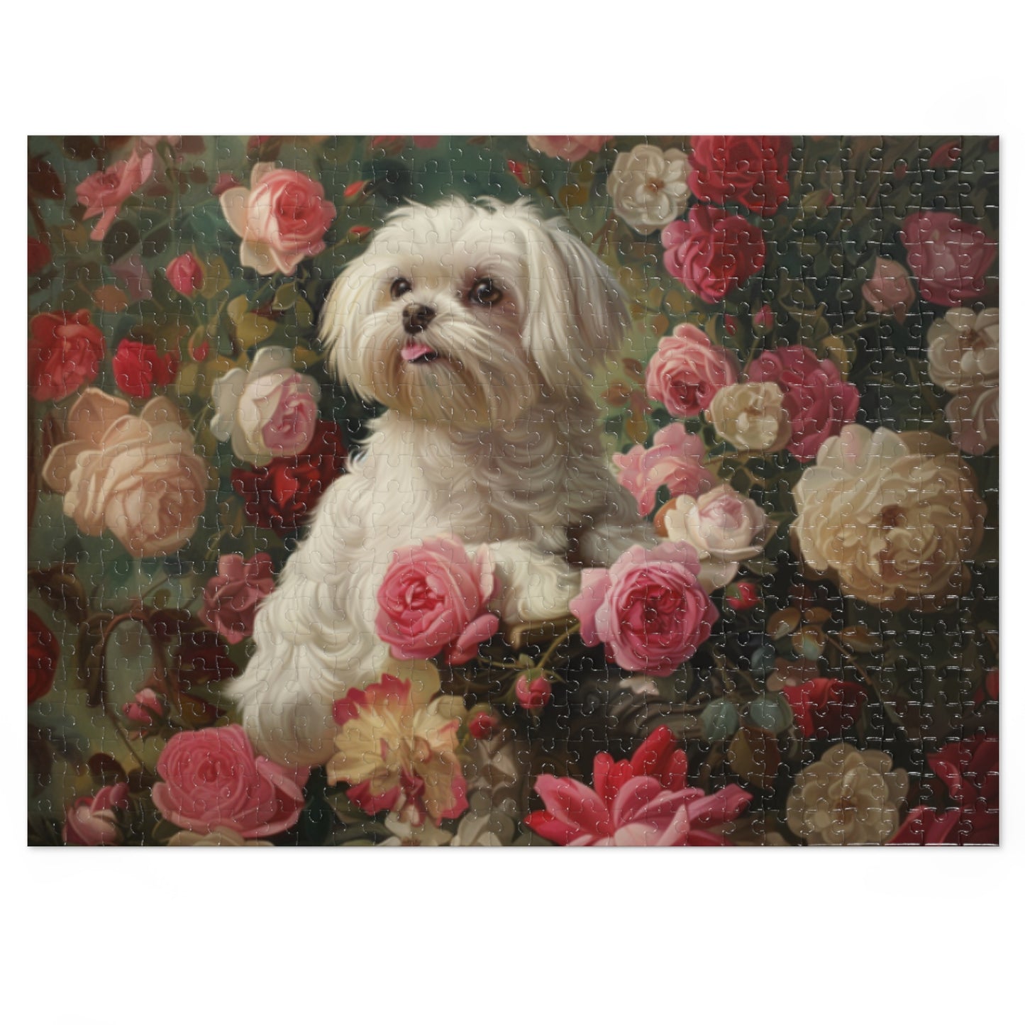 Charming Dog Floral Jigsaw Puzzle with Tin - Perfect Gift for Dog Lovers, Family, Friends, Home Decor, Relaxation Activity