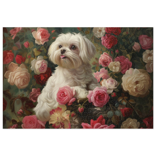 Charming Dog Floral Jigsaw Puzzle with Tin - Perfect Gift for Dog Lovers, Family, Friends, Home Decor, Relaxation Activity
