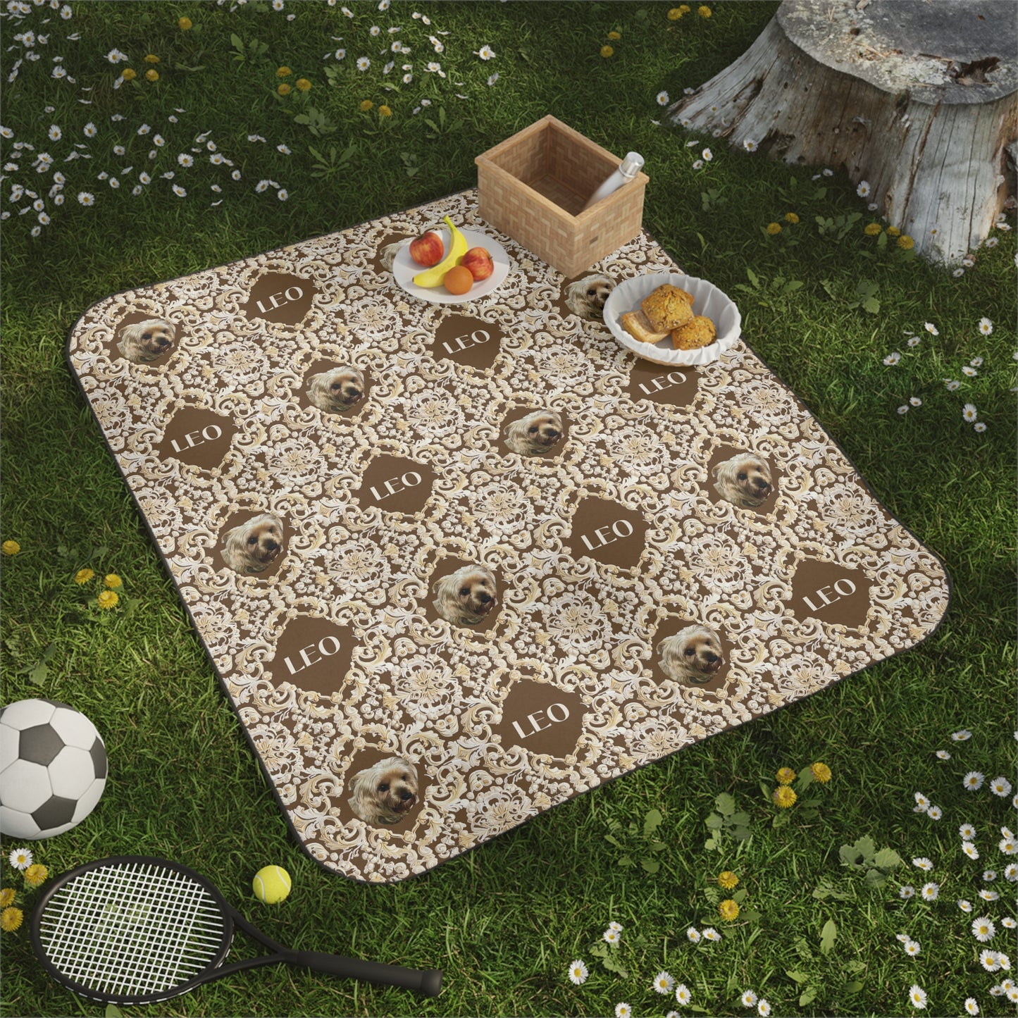 Custom Dog Photo Picnic Blanket – Personalized Outdoor Throw for Pet Lovers