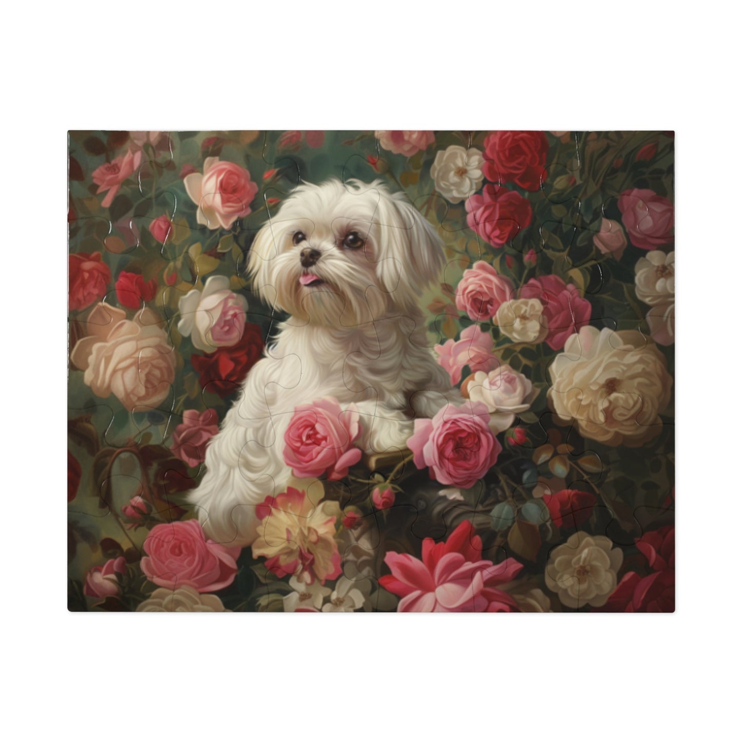 Charming Dog Floral Jigsaw Puzzle with Tin - Perfect Gift for Dog Lovers, Family, Friends, Home Decor, Relaxation Activity