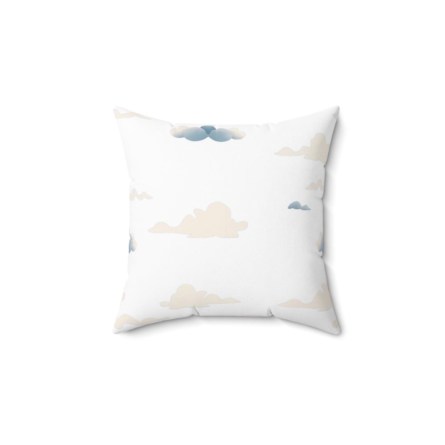 Personalized white square pillow with custom dog photo and soft cloud pattern design back side