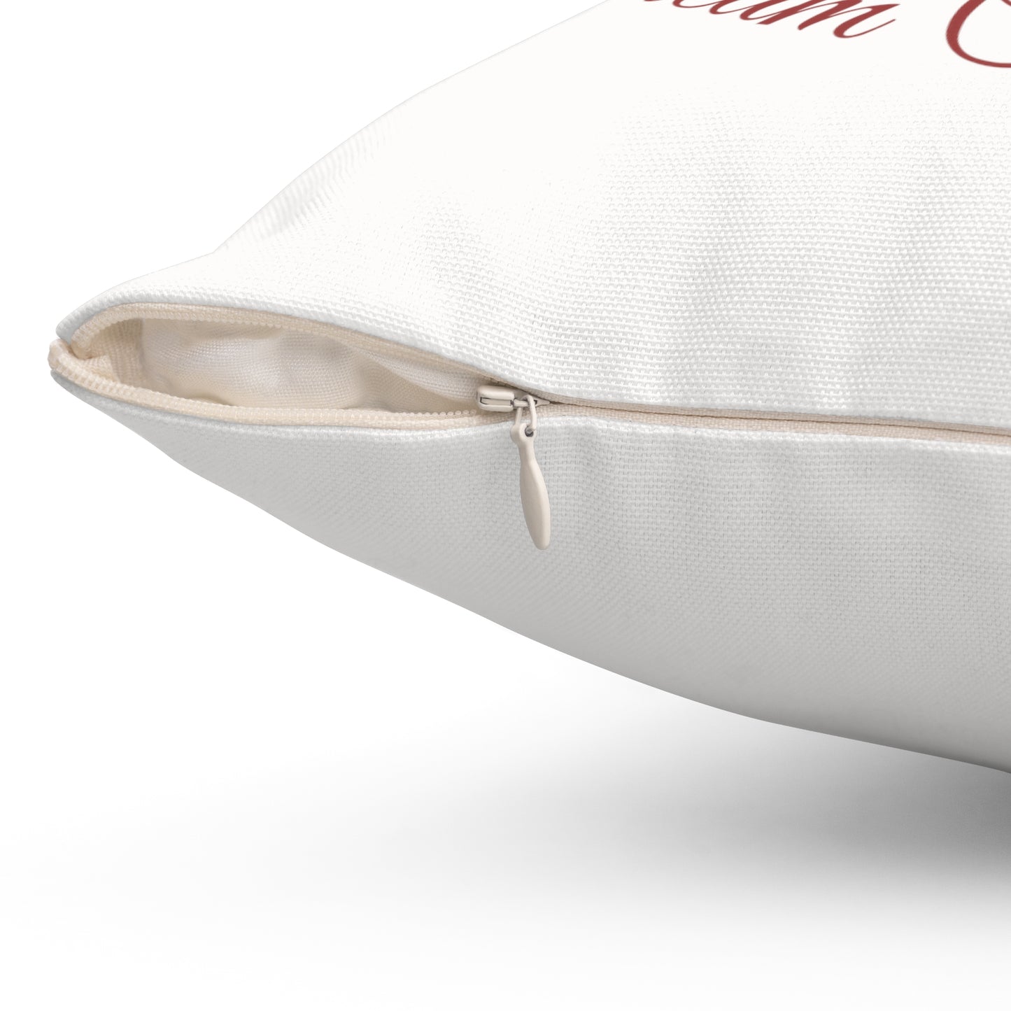 Close-up view of the hidden zipper on the pillow.