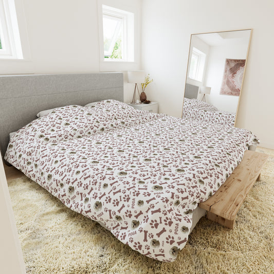 Personalized duvet cover with custom dog name & photo – stylish and cozy pet-themed bedding