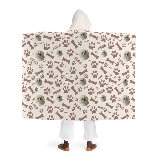 Personalized sherpa fleece hooded blanket with custom dog name & photo – soft, cozy, and stylish pet lover’s gift