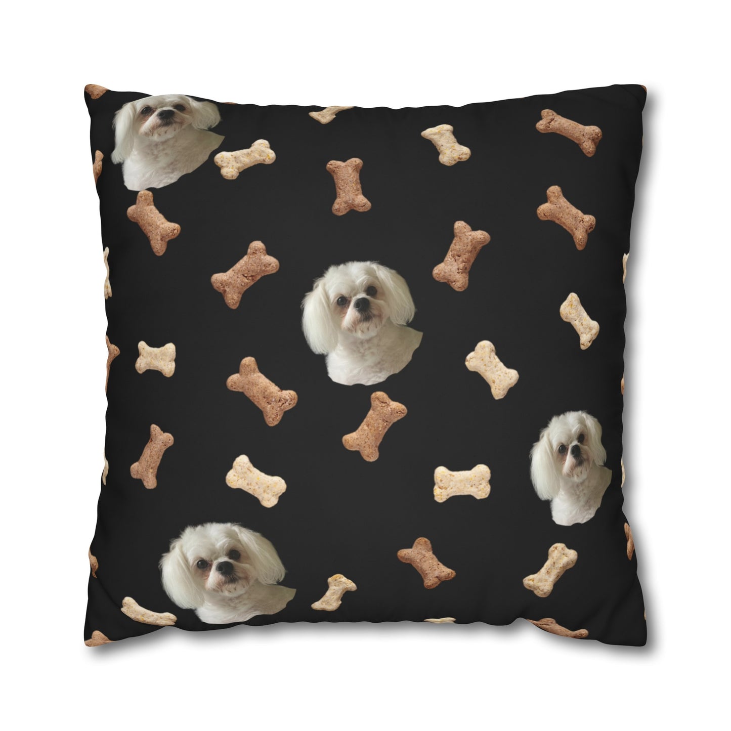 Custom dog photo black pillowcase made from soft microfiber, featuring a unique pet image design