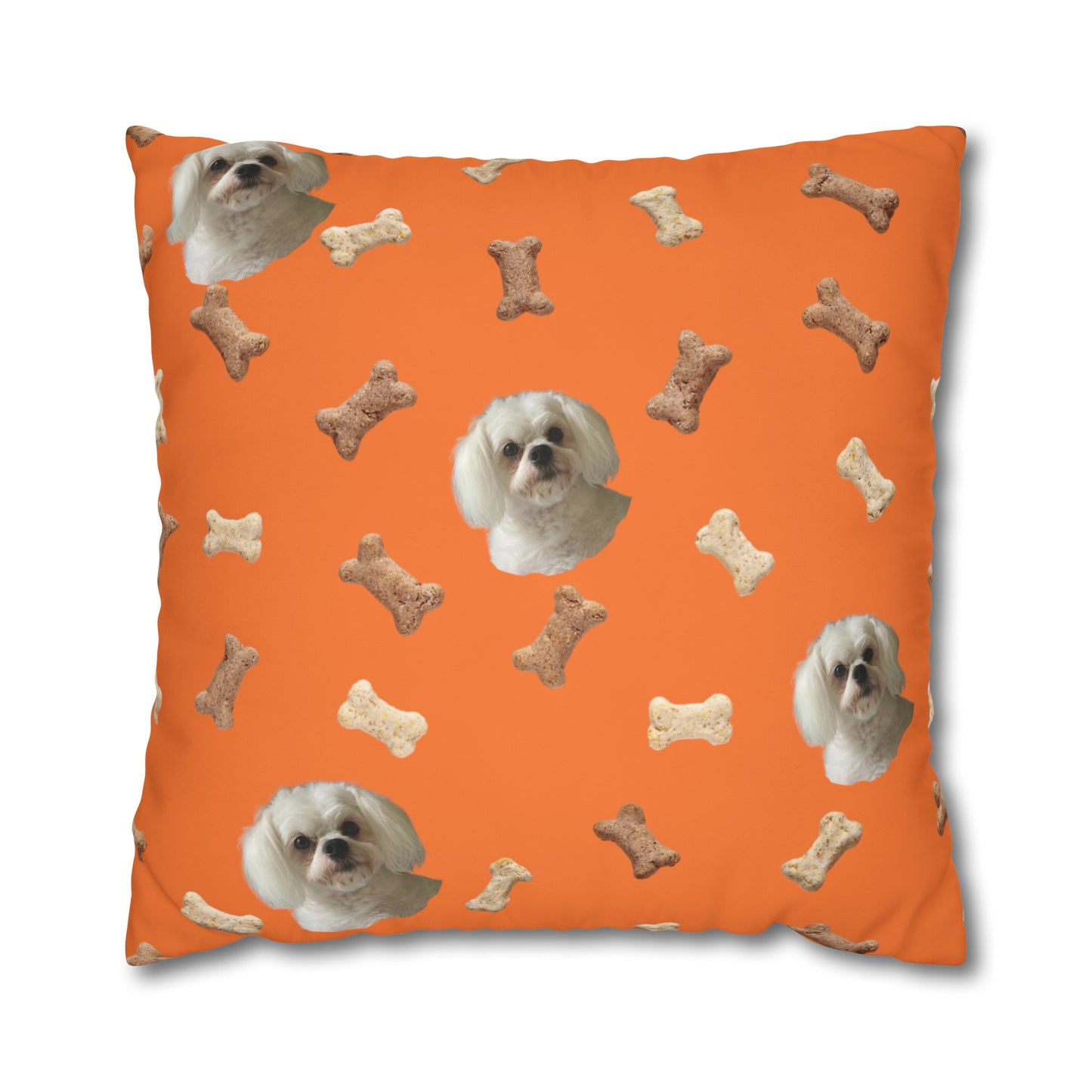 Custom dog photoorange pillowcase made from soft microfiber, featuring a unique pet image design