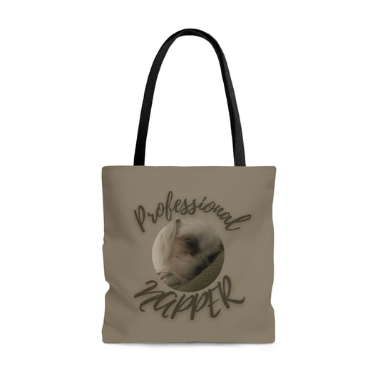Personalized brown canvas tote bag with custom dog photo – eco-friendly and stylish design