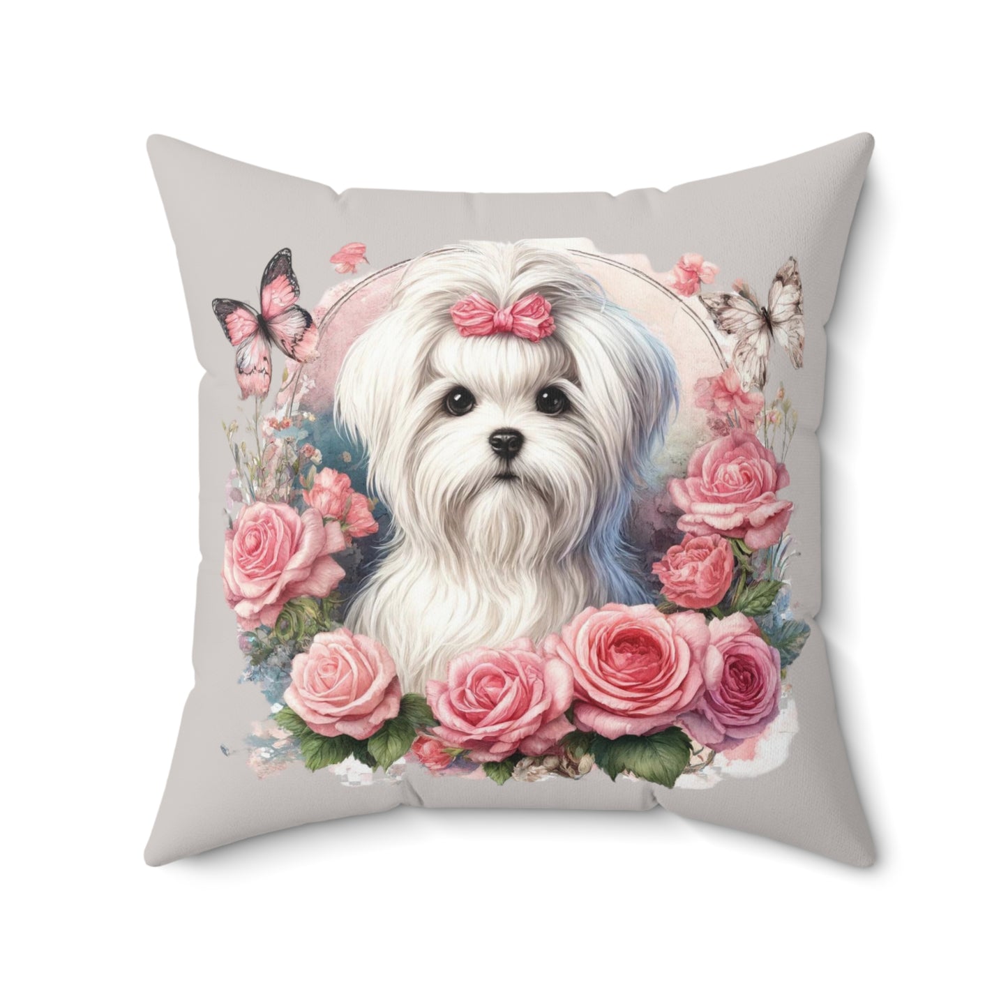 Floral Coquette Maltese Pillow