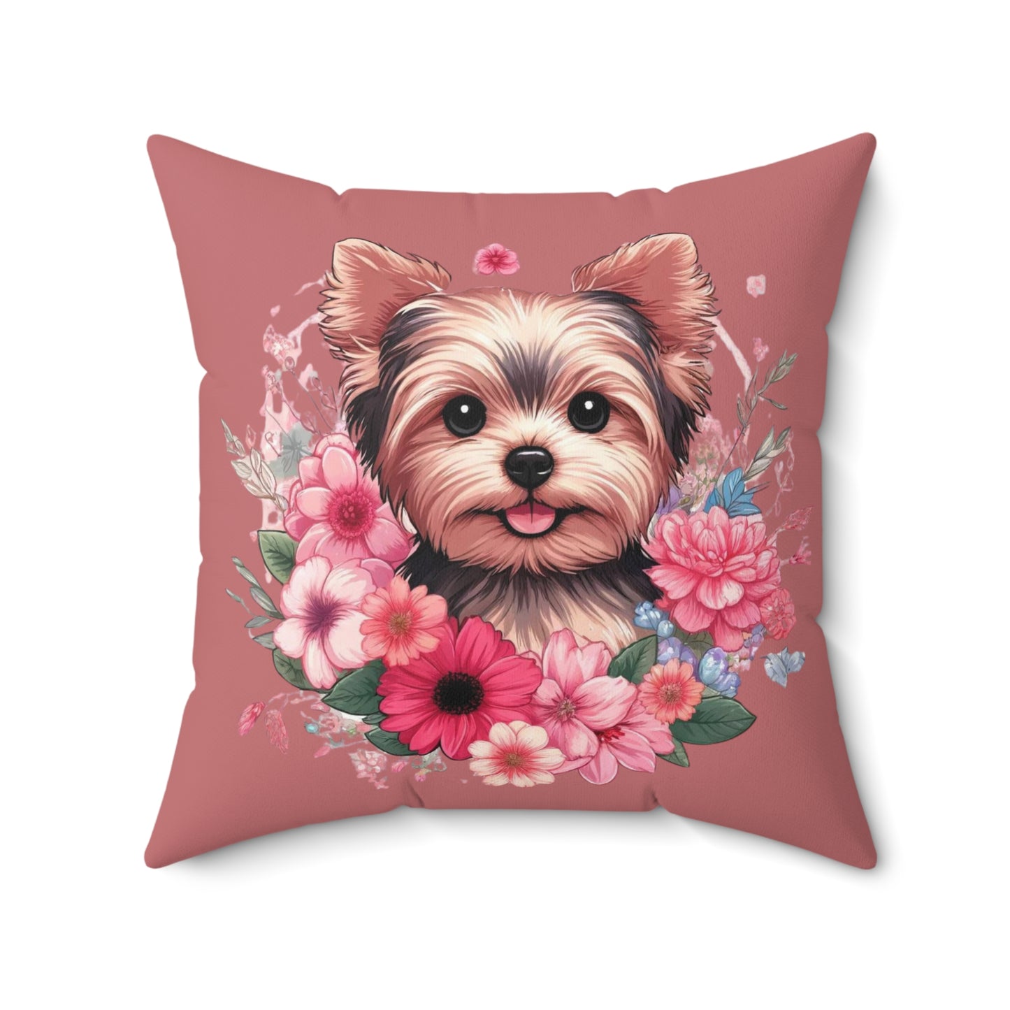 Coquette Floral Yorkie Pillow