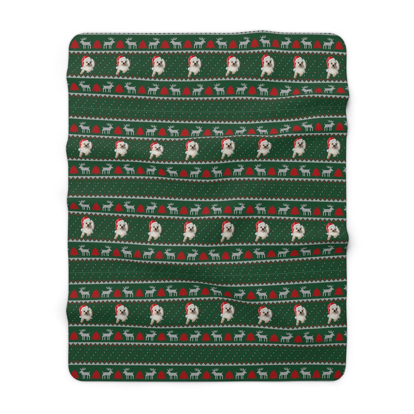 Personalized Santa Pup Sherpa Fleece Blanket