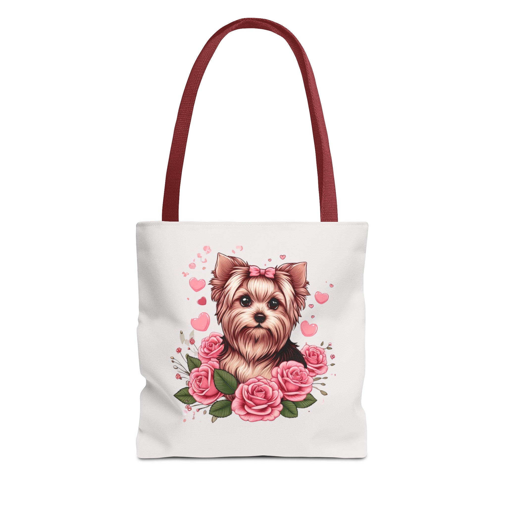 Coquette Yorkie Blossom Heart Tote Bag