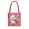 Coquette Rose Garden Maltese Tote Bag