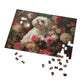Charming Dog Floral Jigsaw Puzzle with Tin - Perfect Gift for Dog Lovers, Family, Friends, Home Decor, Relaxation Activity