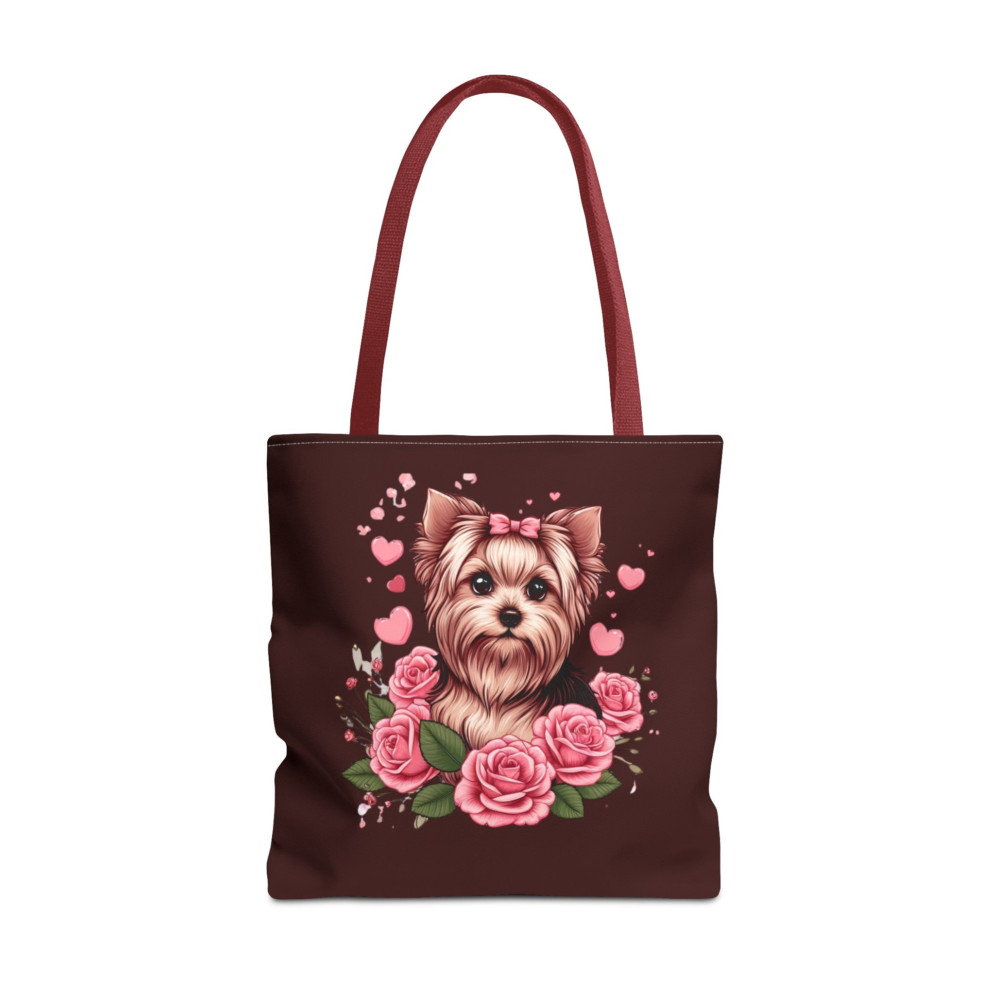 Coquette Yorkie Blossom Heart Tote Bag