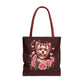 Coquette Yorkie Blossom Heart Tote Bag