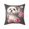 Coquette Rose Garden Maltese Pillow