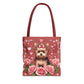 Coquette Yorkie Rose Heart Tote Bag