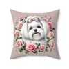 Coquette Pup and Roses Pillow