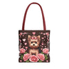 Coquette Yorkie Rose Heart Tote Bag