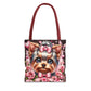 Coquette Floral Yorkie Charm Tote Bag