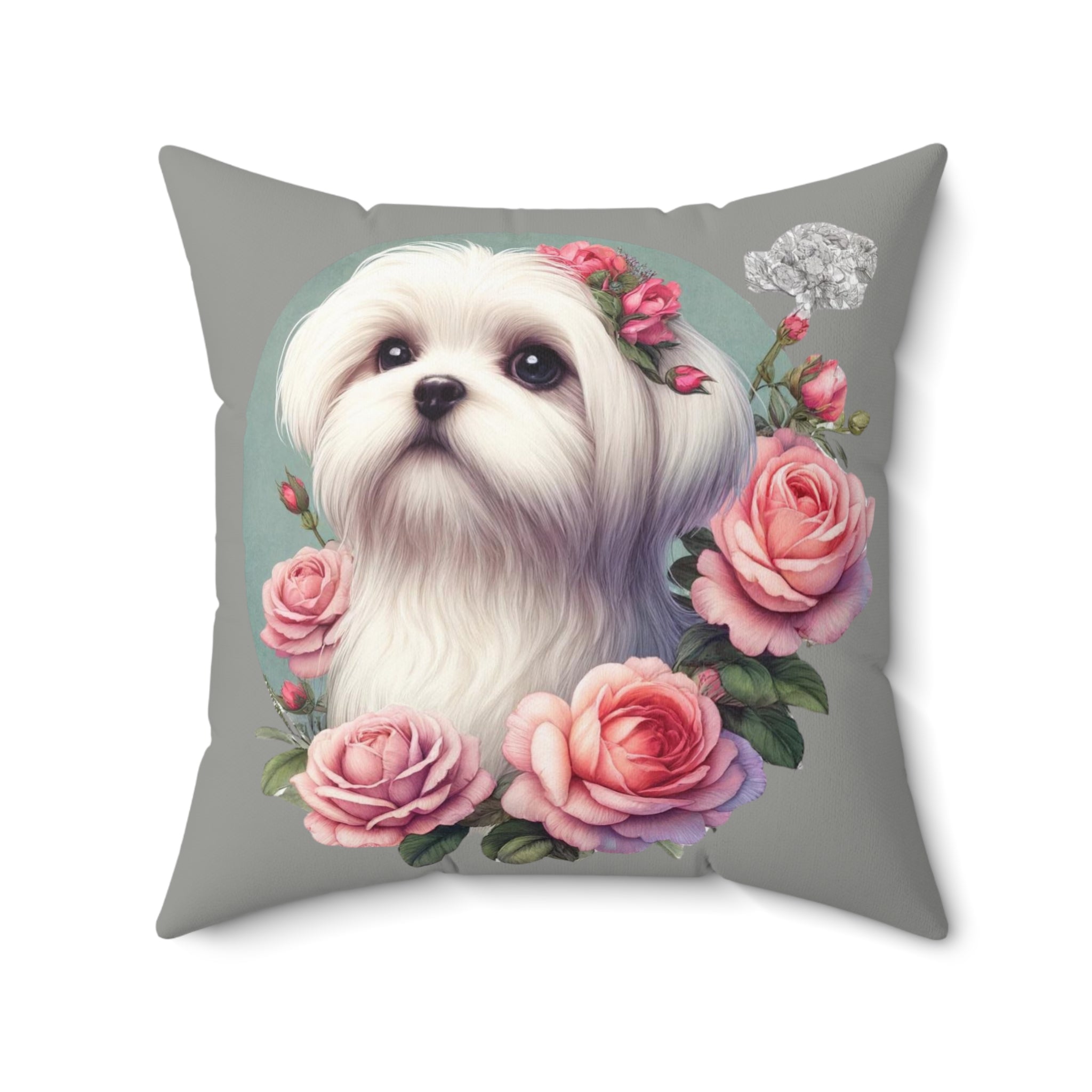 Coquette Rose Garden Maltese Pillow