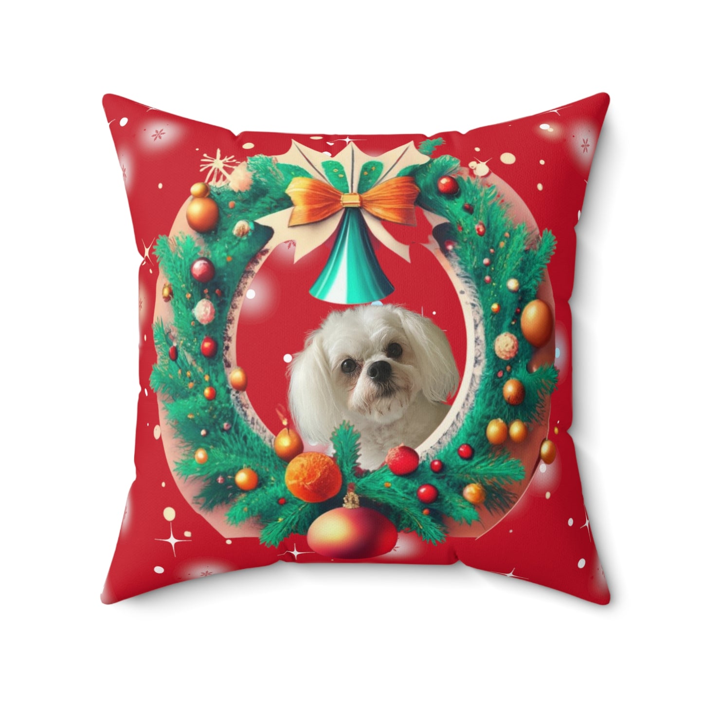 Holiday Wreath Personalized Cushion