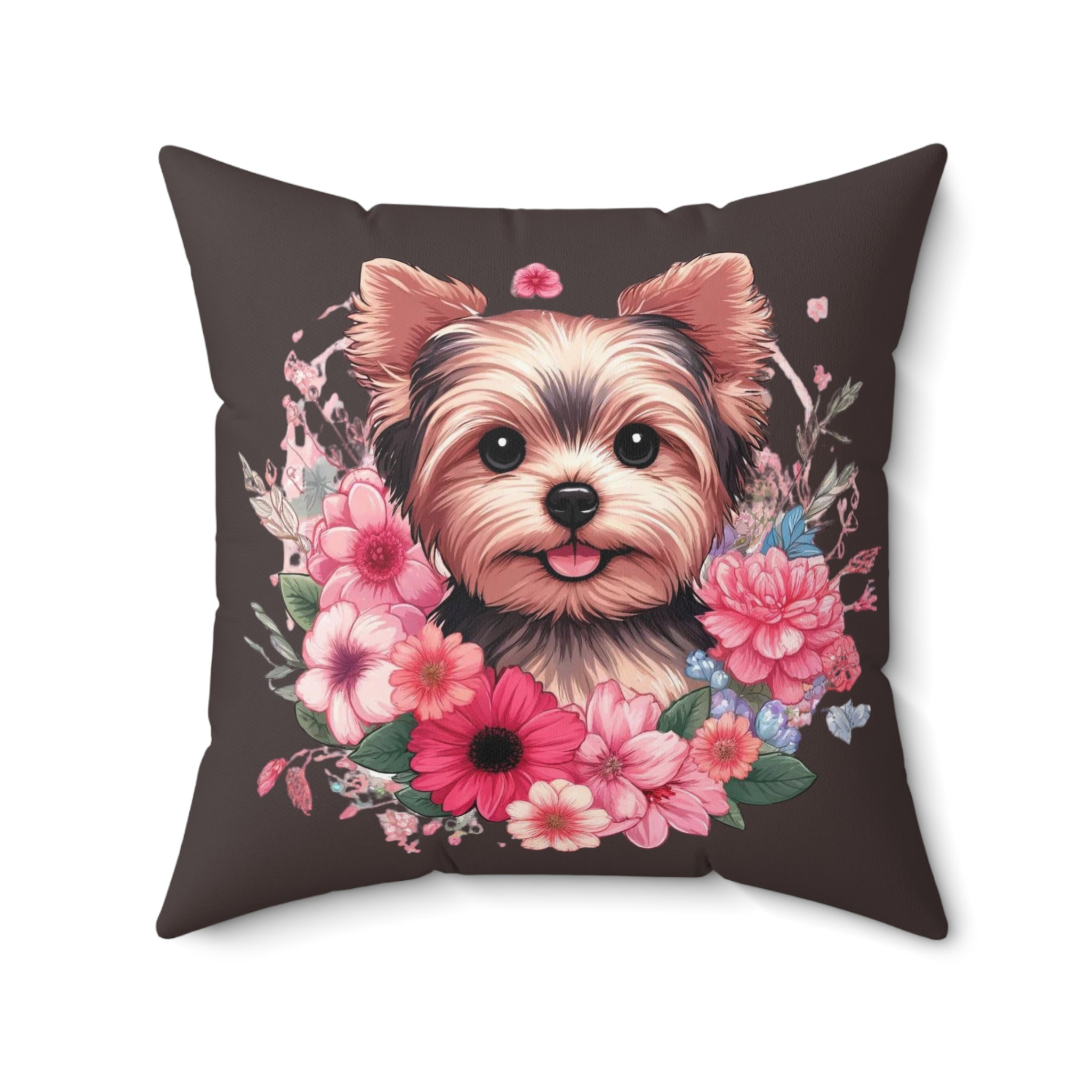 Coquette Floral Yorkie Pillow