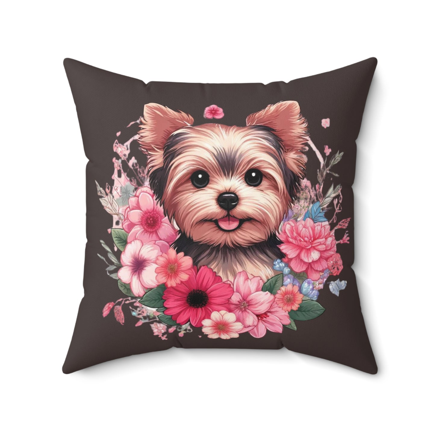 Coquette Floral Yorkie Pillow