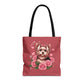 Coquette Yorkie Blossom Heart Tote Bag