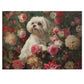 Charming Dog Floral Jigsaw Puzzle with Tin - Perfect Gift for Dog Lovers, Family, Friends, Home Decor, Relaxation Activity