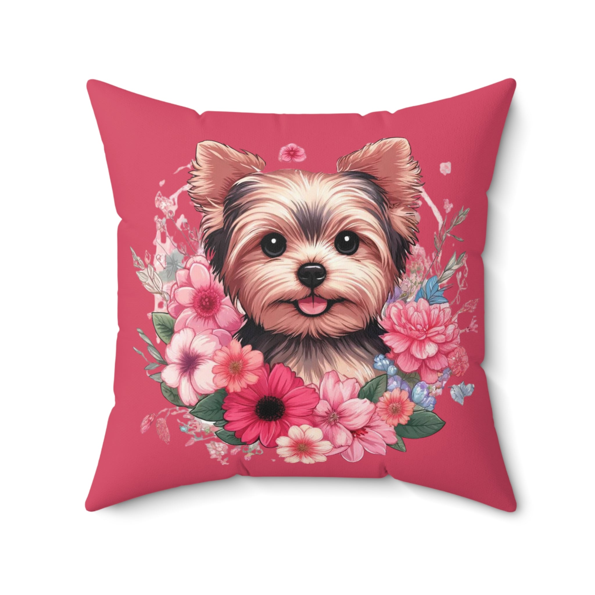 Coquette Floral Yorkie Pillow