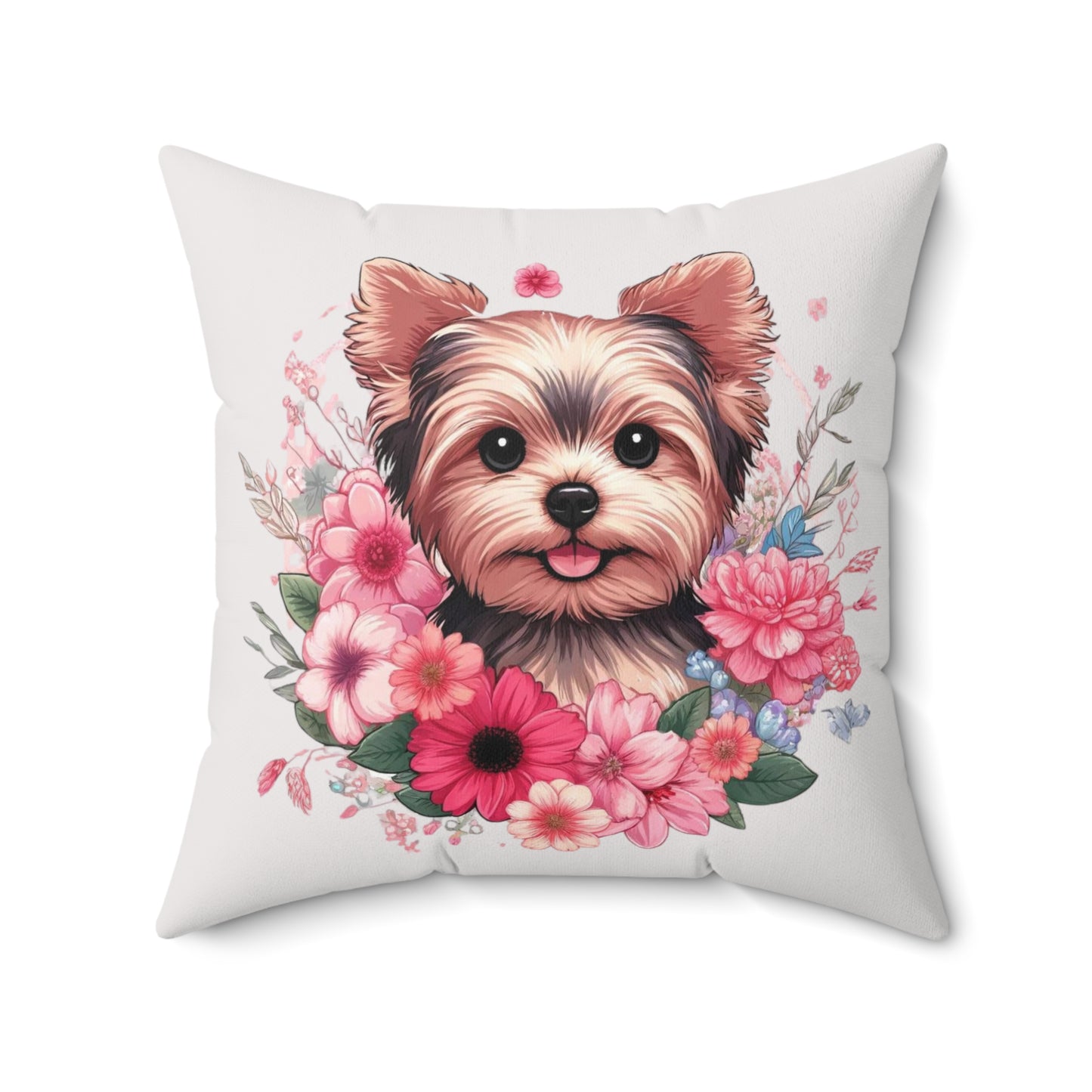 Coquette Floral Yorkie Pillow