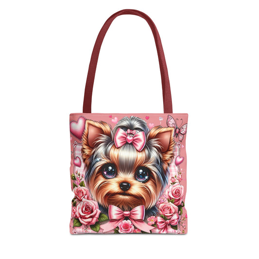 Coquette Floral Yorkie Charm Tote Bag