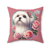 Coquette Rose Garden Maltese Pillow