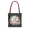 Coquette Pup and Roses Tote Bag