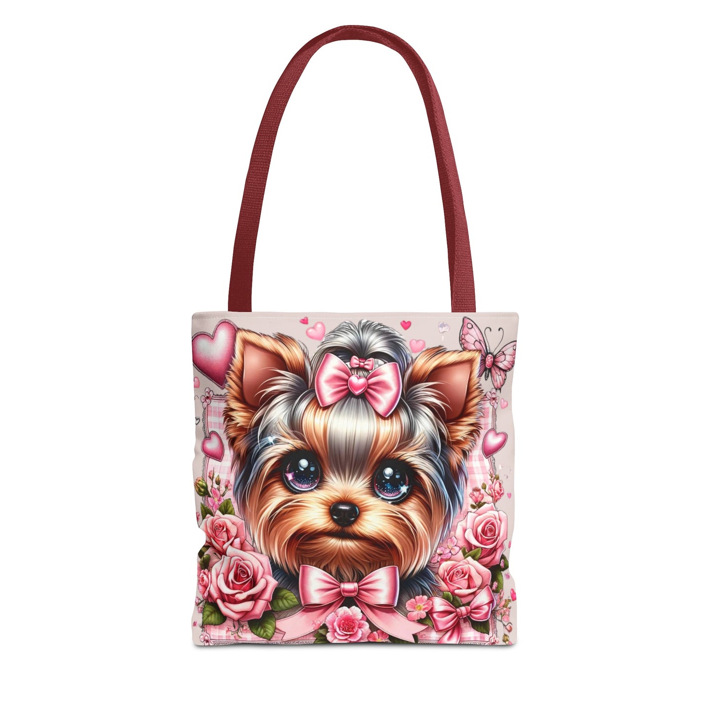 Coquette Floral Yorkie Charm Tote Bag