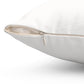 Close-up view of concealed zipper on white decorative pillow