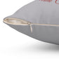 Detailed zipper view on the Ash Grey version of the pillow.