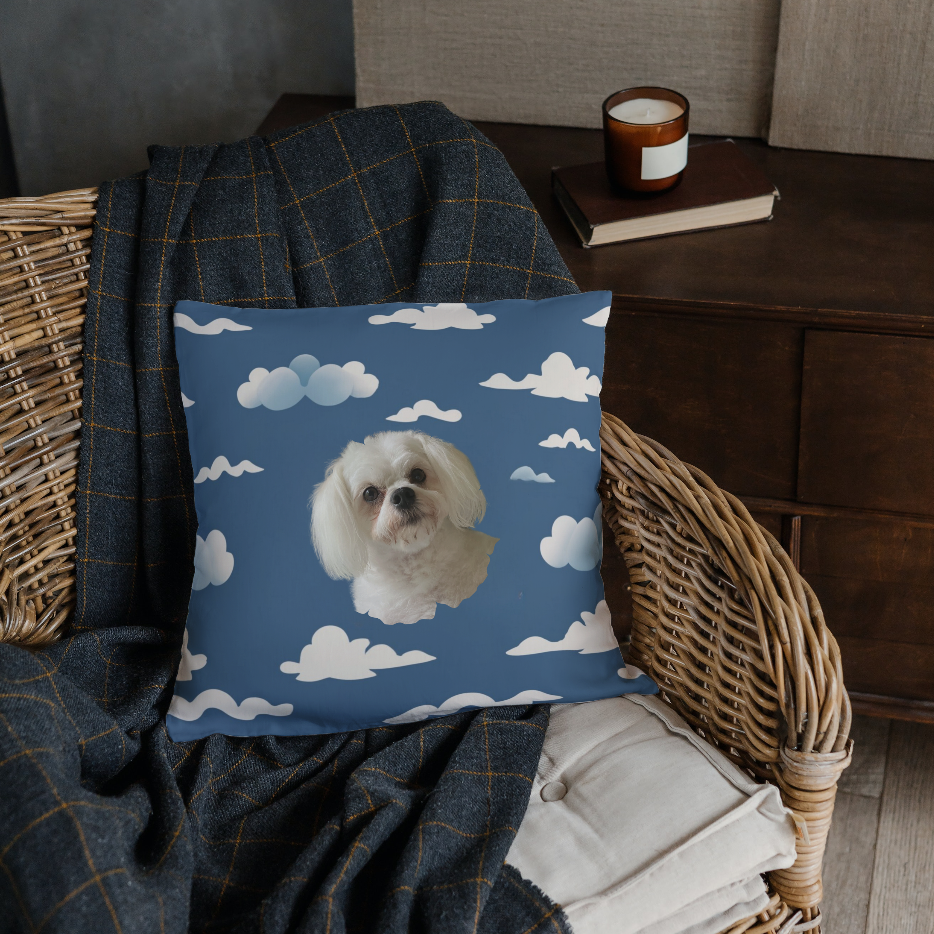 Cloudy Pawprints Square Pillow