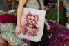 Coquette Yorkie Blossom Heart Tote Bag