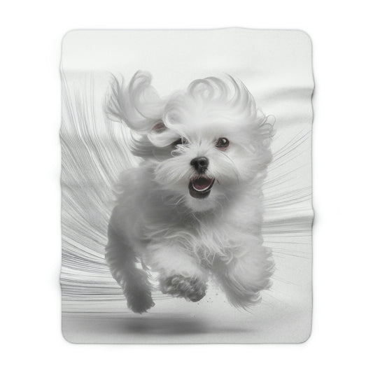 RUNNING MALTESE Sherpa Fleece Blanket